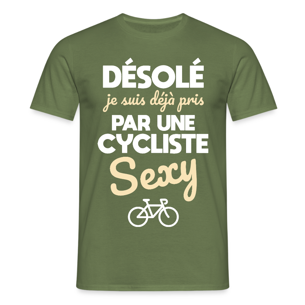 T-shirt Homme - Je suis pris par une cycliste sexy - vert militaire