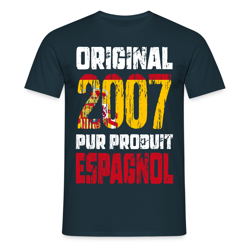 T-shirt Homme - Anniversaire 18 Ans - Original 2007 - Pur produit Espagnol - marine