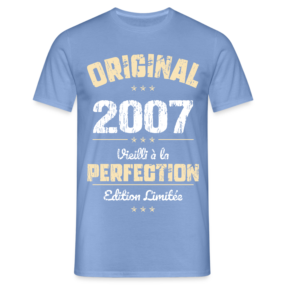 T-shirt Homme - Anniversaire 18 Ans - Original 2007 - carolina blue