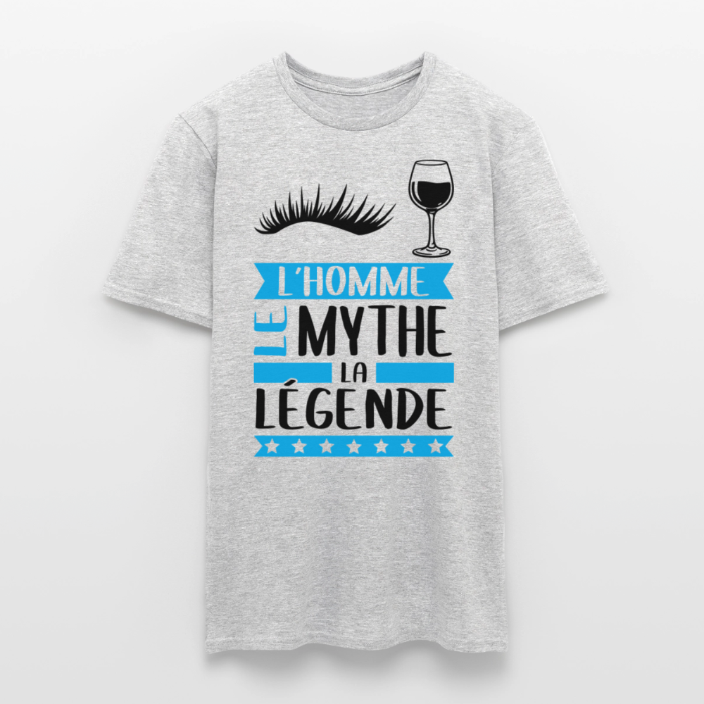 T-shirt homme coloris clair Sylvain en rébus – L’homme, le mythe, la légende - gris chiné
