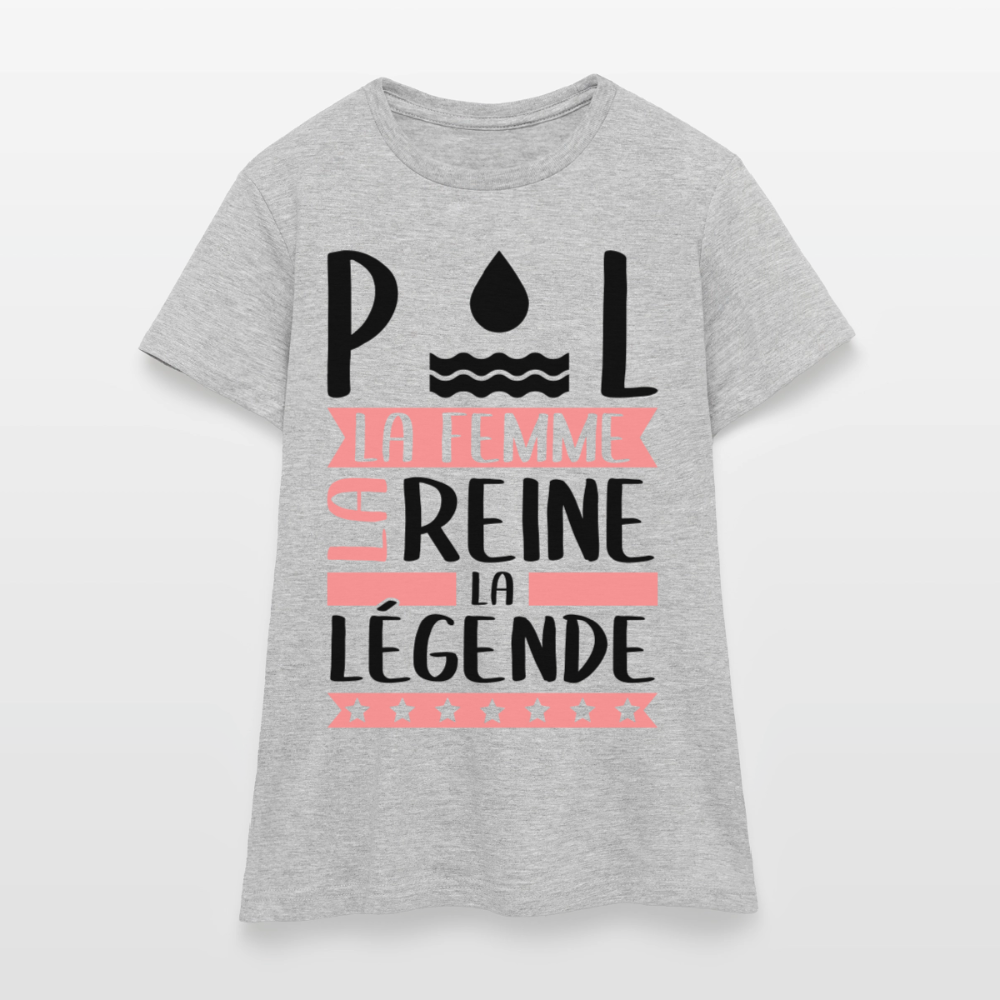 T-shirt femme coloris clair Paule rébus – La femme, la reine, la légende - gris chiné