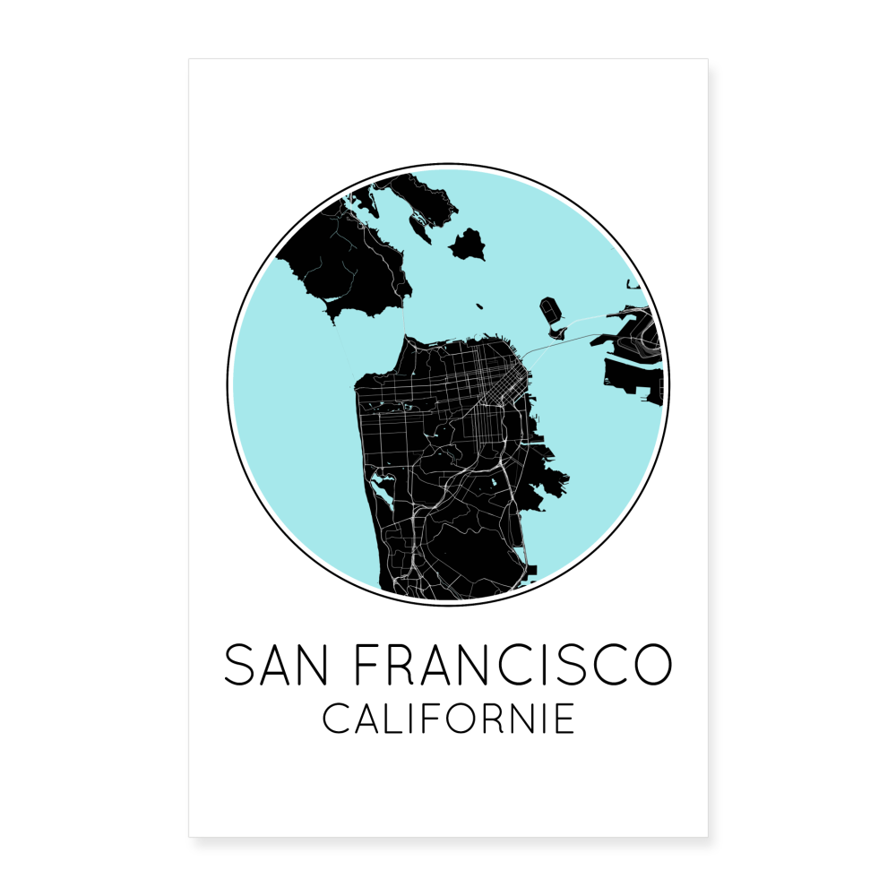 Poster San Francisco - Plan San Francisco - 40 x 60 cm - blanc