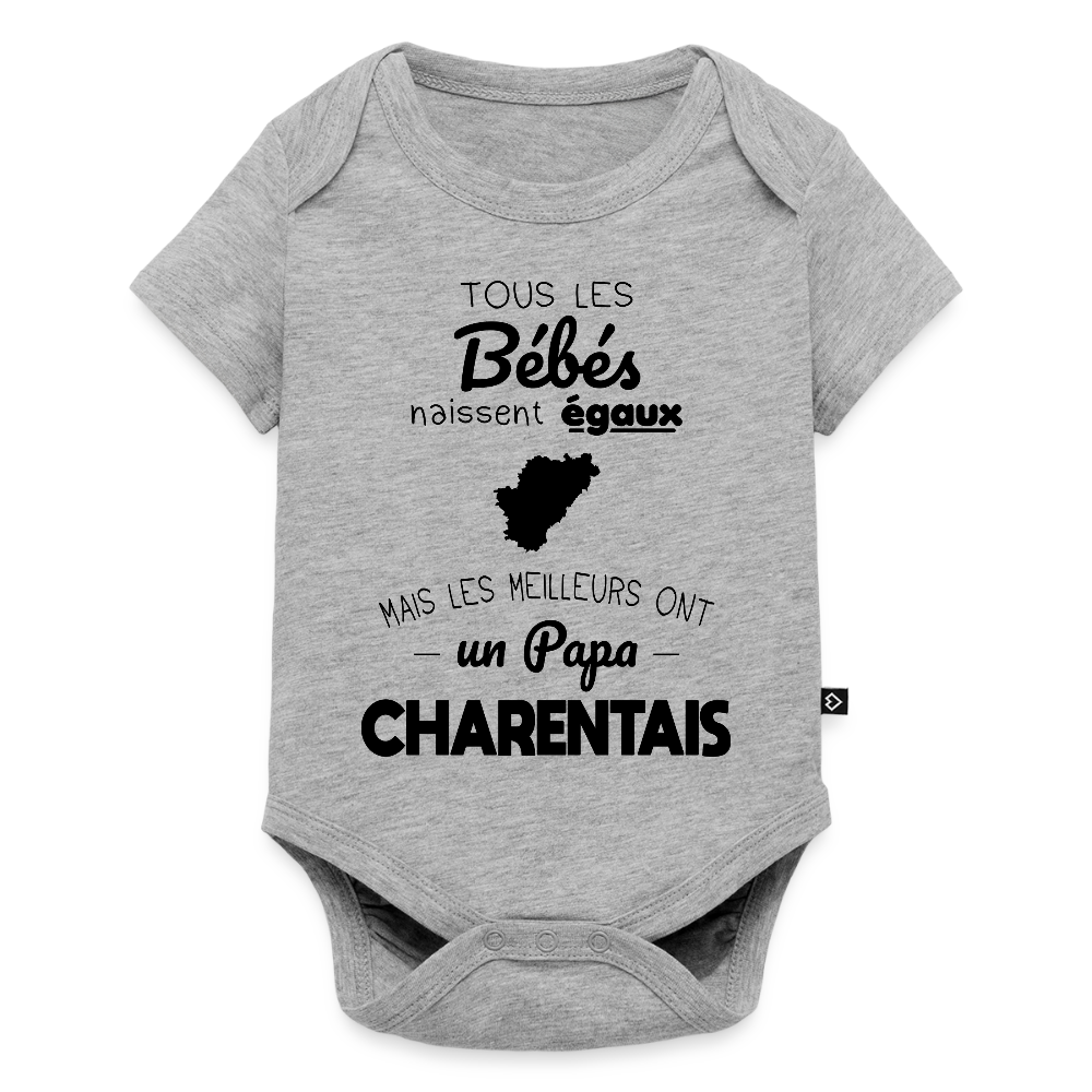 Body Bébé bio manches courtes - Les Meilleurs Ont Un Papa Charentais - gris chiné
