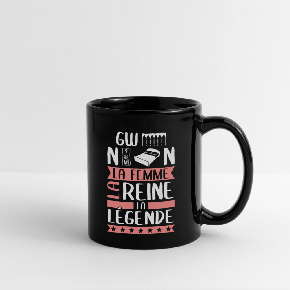 Mug uni Gwendoline rébus – La femme, la reine, la légende - noir