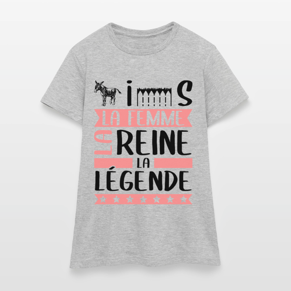 T-shirt femme coloris clair Agnès rébus – La femme, la reine, la légende - gris chiné