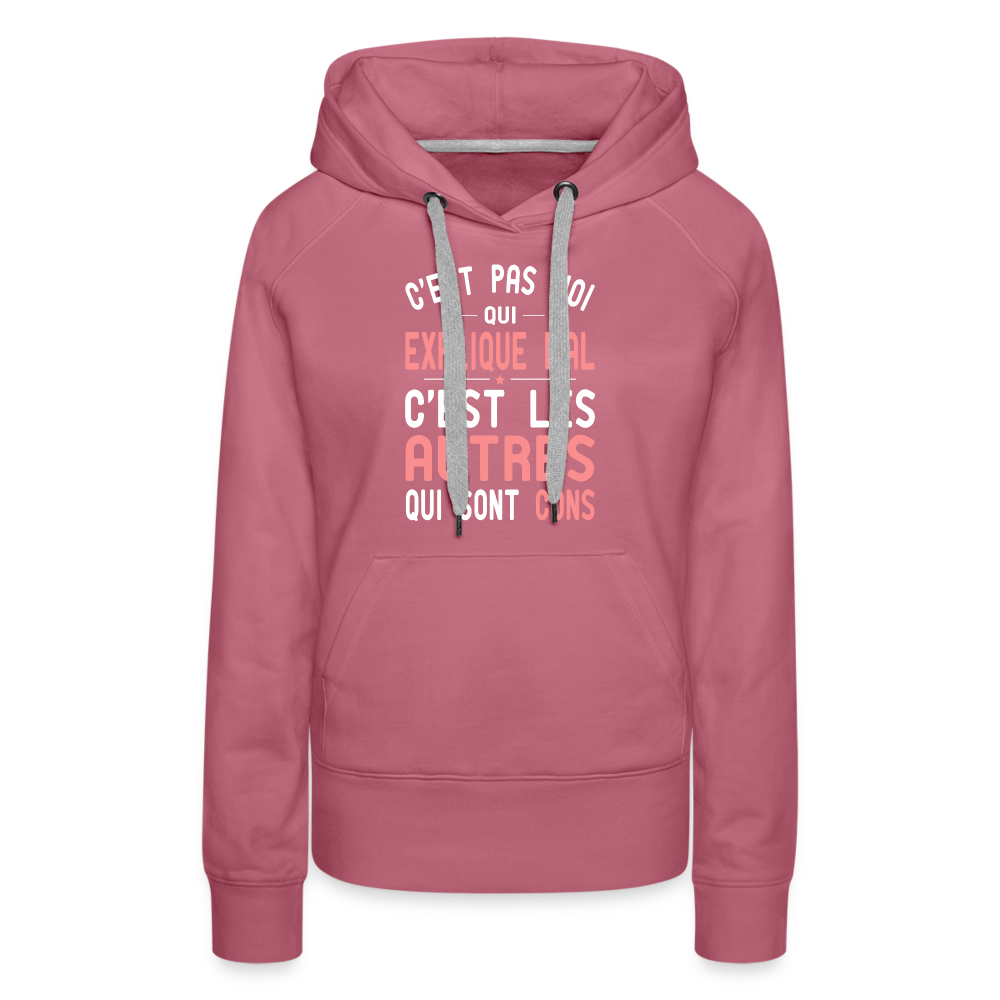 Sweat à capuche Premium Femme - C'est pas moi qui explique mal - mauve