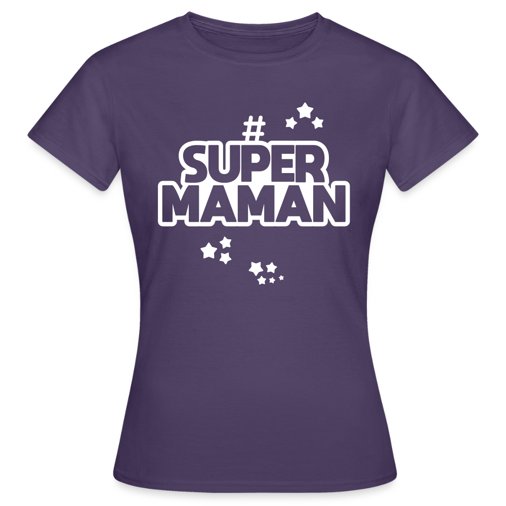 T-shirt Femme - Super Maman - violet foncé