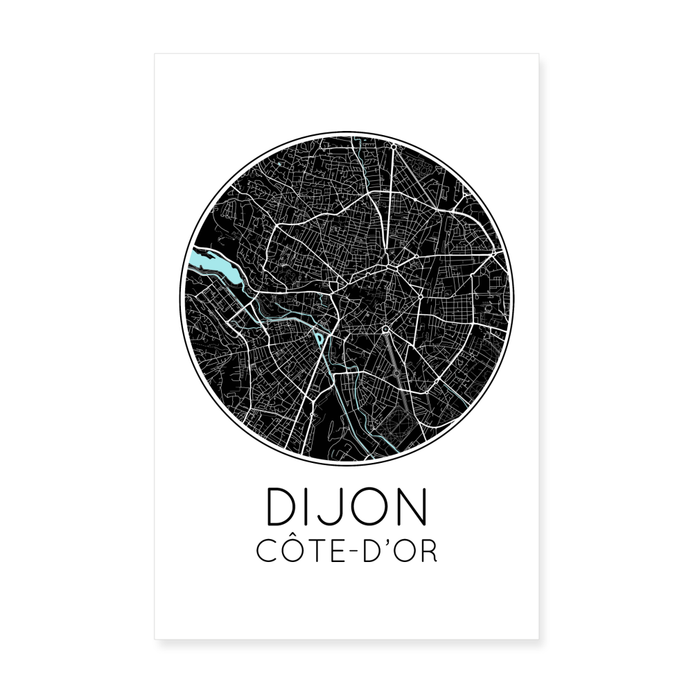 Poster Dijon - Plan Dijon - 20 x 30 cm - blanc