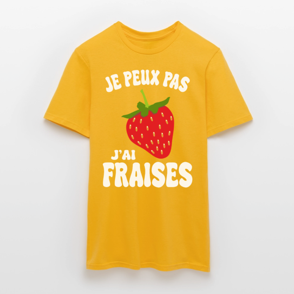 T-shirt Homme - Je peux pas j'ai fraises - jaune