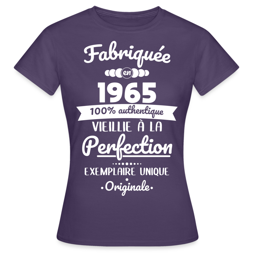 T-shirt Femme - Anniversaire 60 Ans - Fabriquée en 1965 - violet foncé