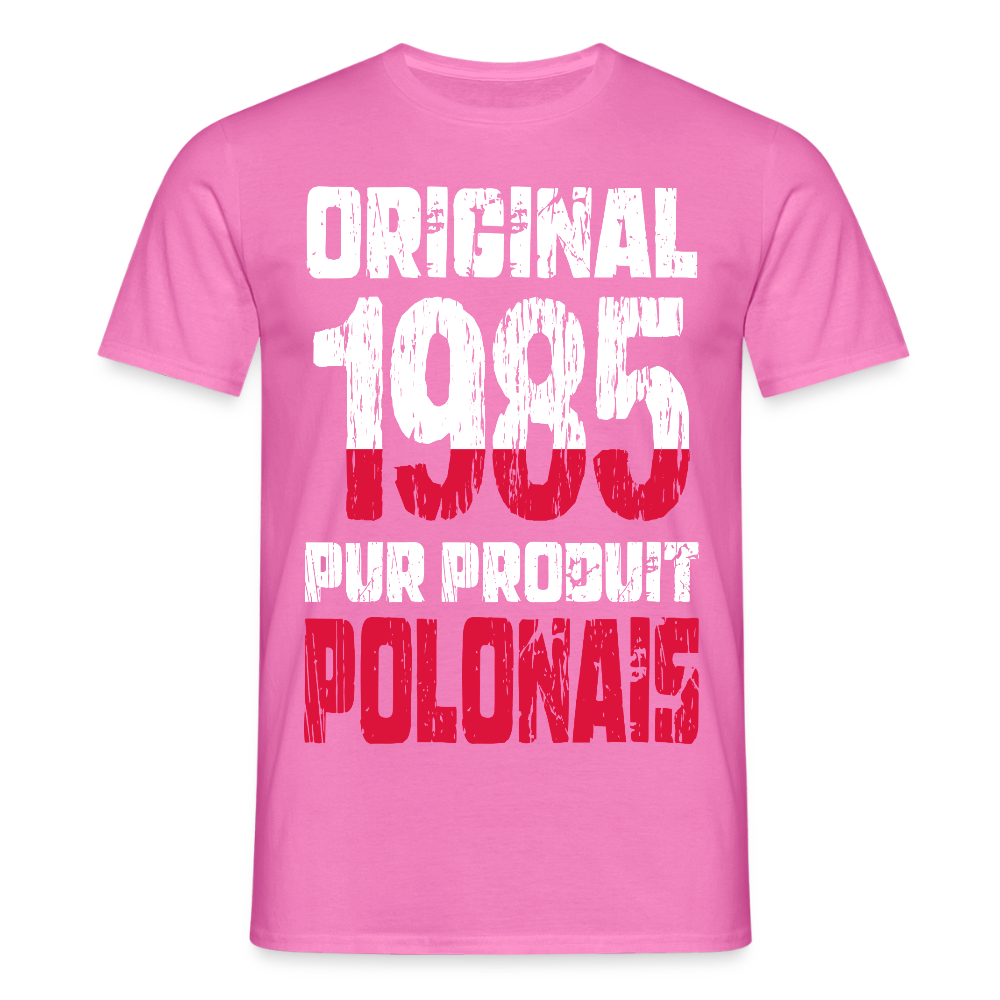 T-shirt Homme - Anniversaire 40 Ans - Original 1985 - Pur produit Polonais - rose