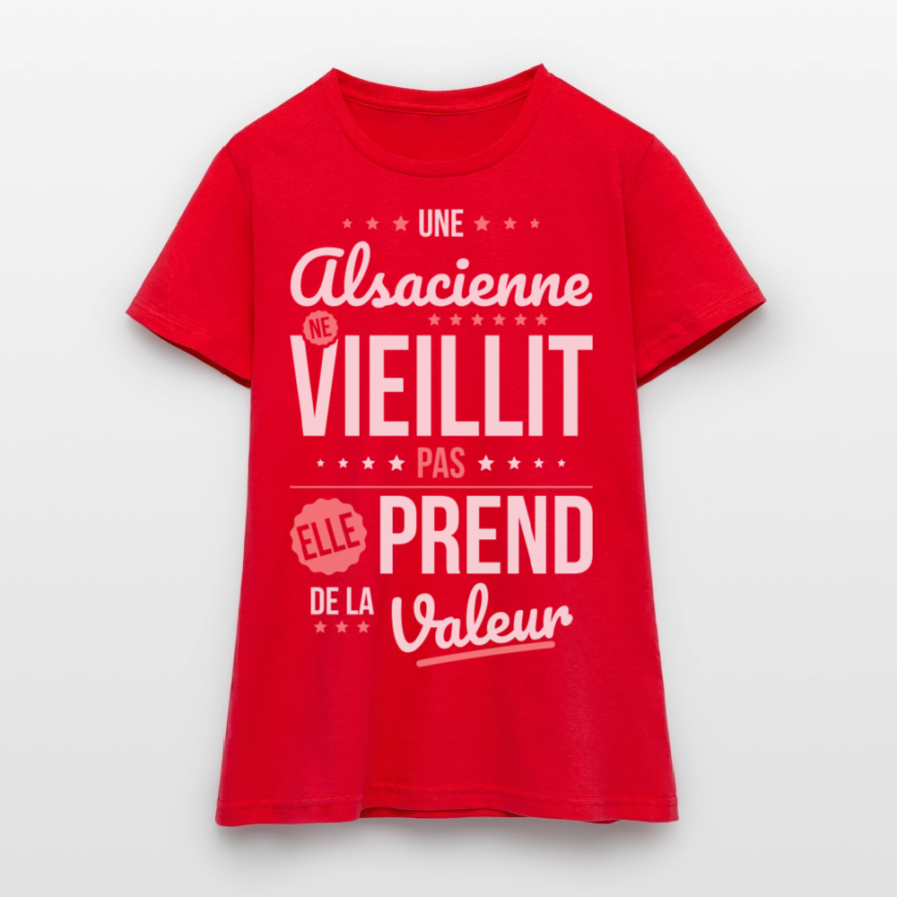 T-shirt Femme - Une Alsacienne ne vieillit pas - rouge