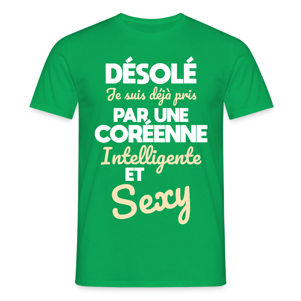 T-shirt Homme - Je suis déjà pris par une Coréenne intelligente et sexy - vert