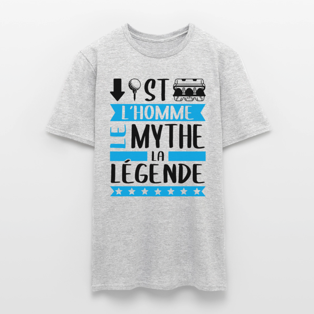 T-shirt homme coloris blanc Baptiste rébus – L’homme, le mythe - gris chiné