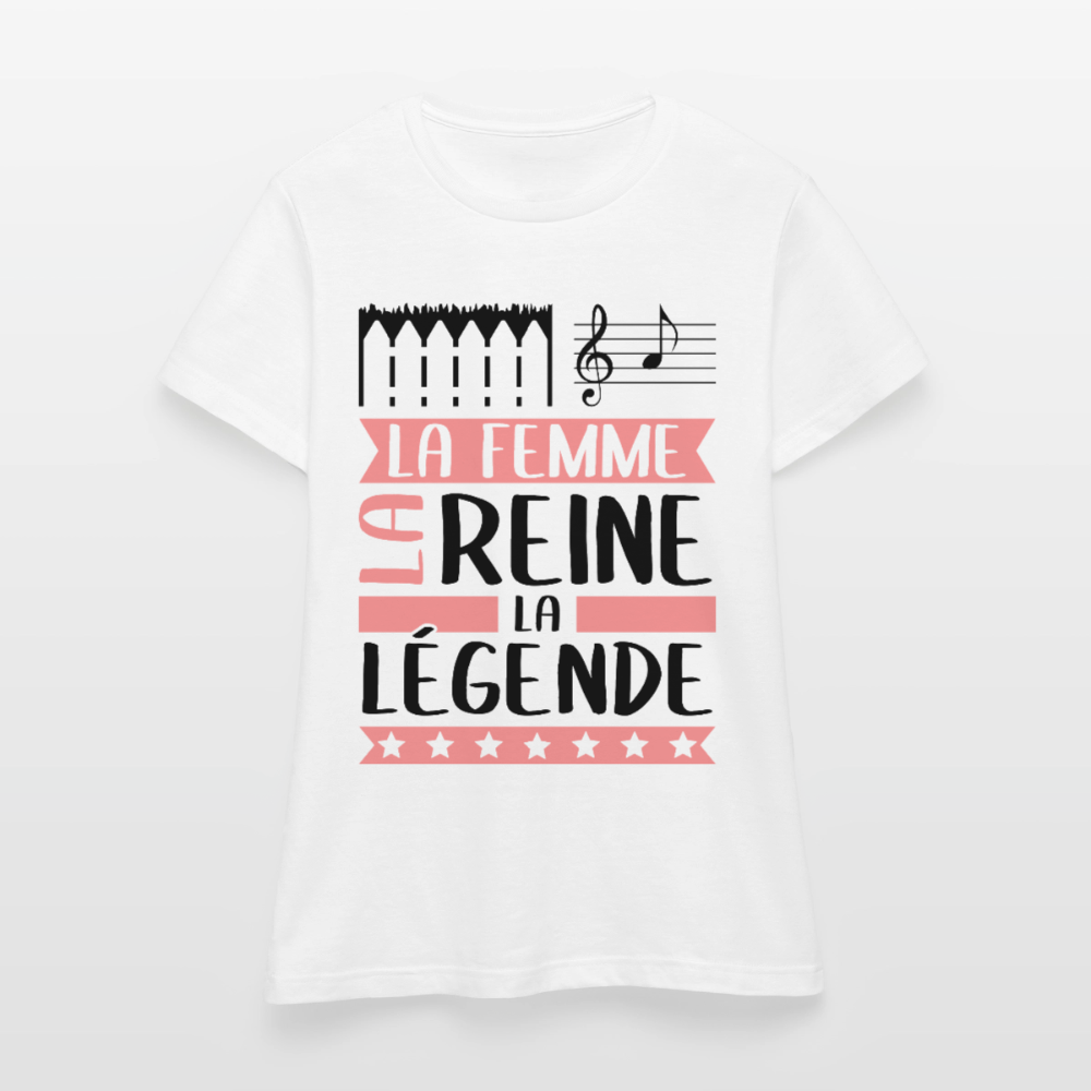T-shirt femme coloris clair Ella rébus – La femme, la reine, la légende - blanc