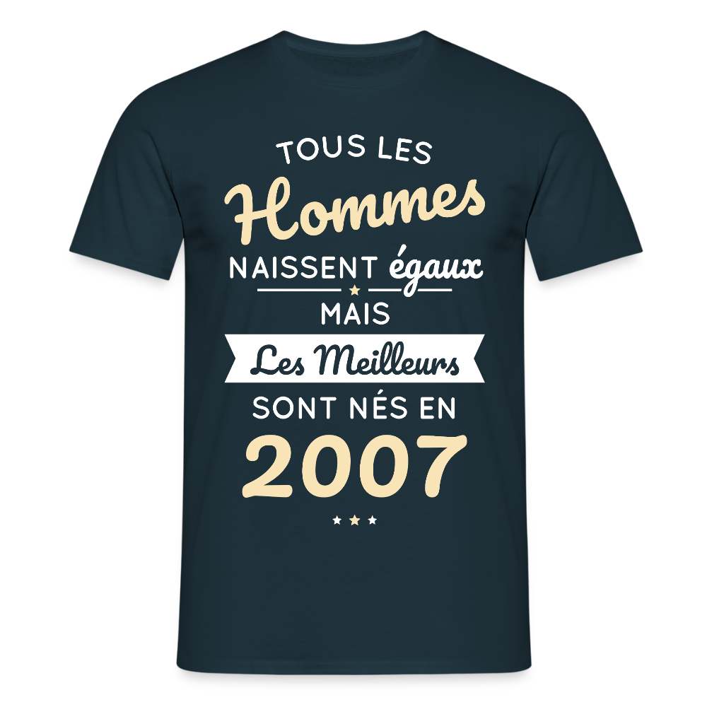 T-shirt Homme - Anniversaire 18 Ans - Les meilleurs sont nés en 2007 - marine