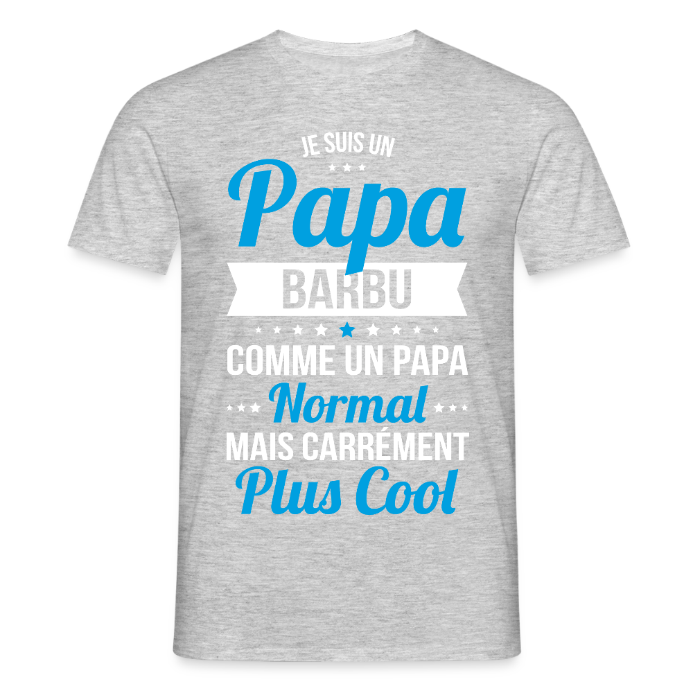T-shirt Homme - Papa barbu plus cool - gris chiné