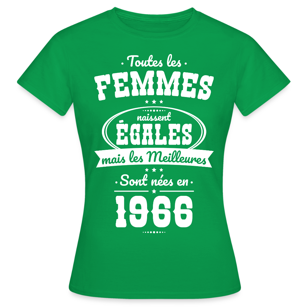 T-shirt anniversaire femme 60 ans – Les meilleures sont nées en 1966 - vert