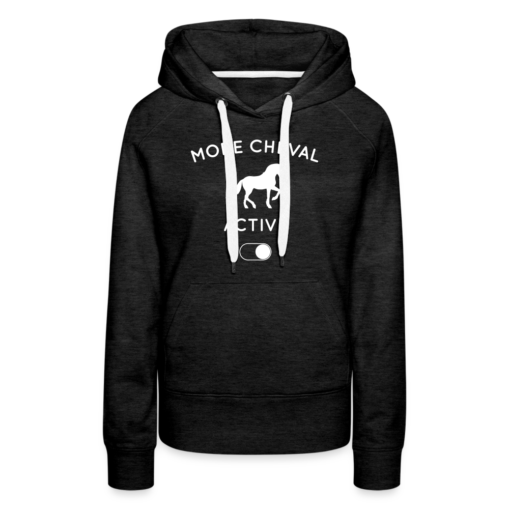Sweat à capuche Premium Femme - Mode cheval activé - charbon