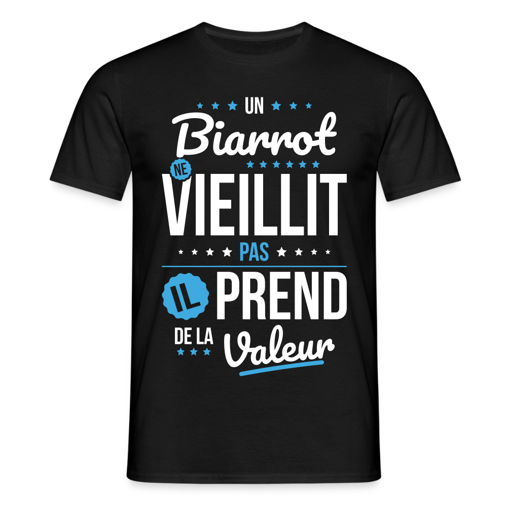 T-shirt Homme - Un Biarrot ne vieillit pas - noir