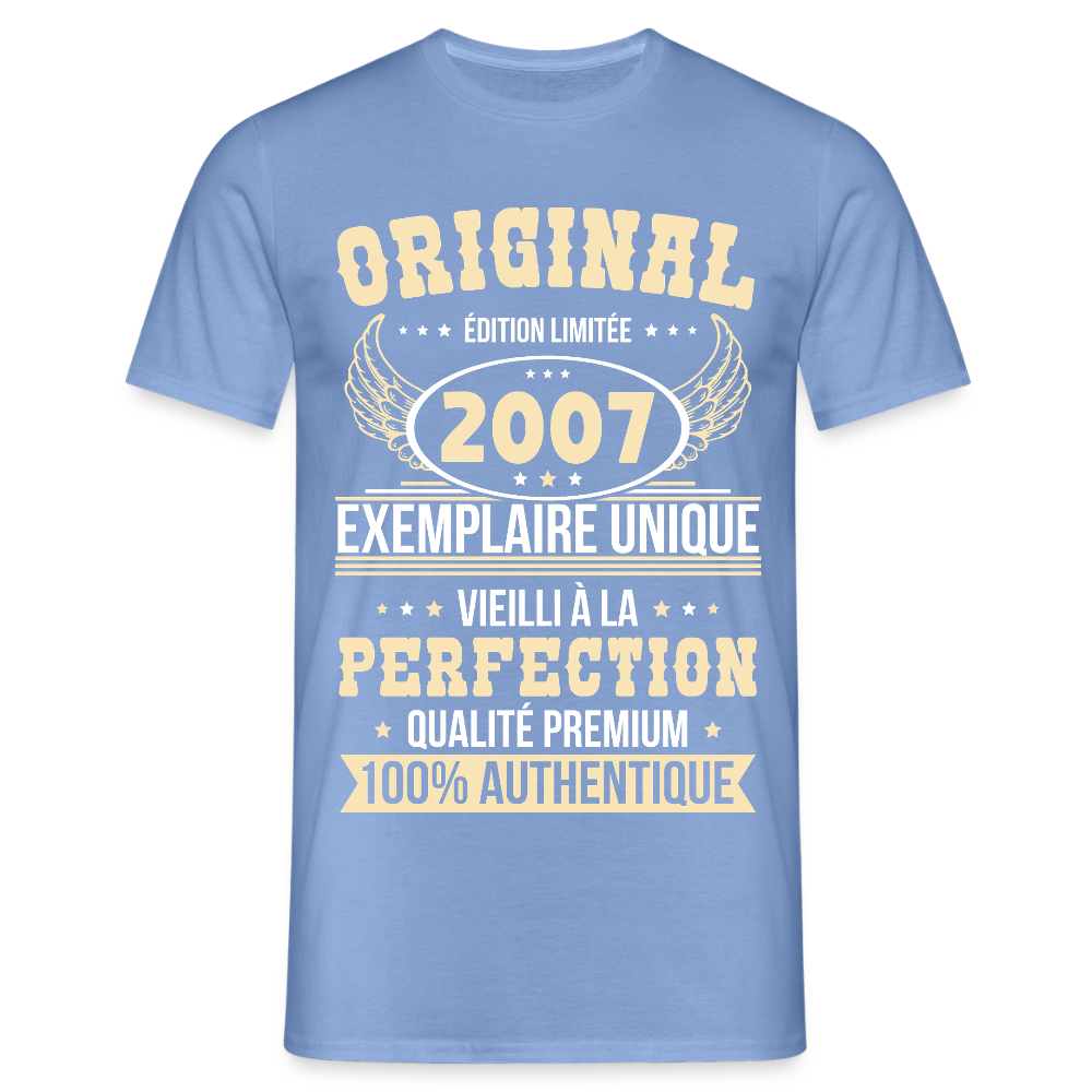 T-shirt Homme - Anniversaire 18 Ans - Original 2007 - carolina blue