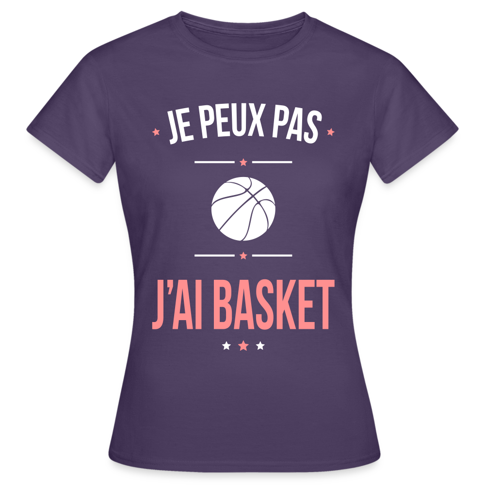 T-shirt Femme - Je peux pas j'ai Basket - violet foncé