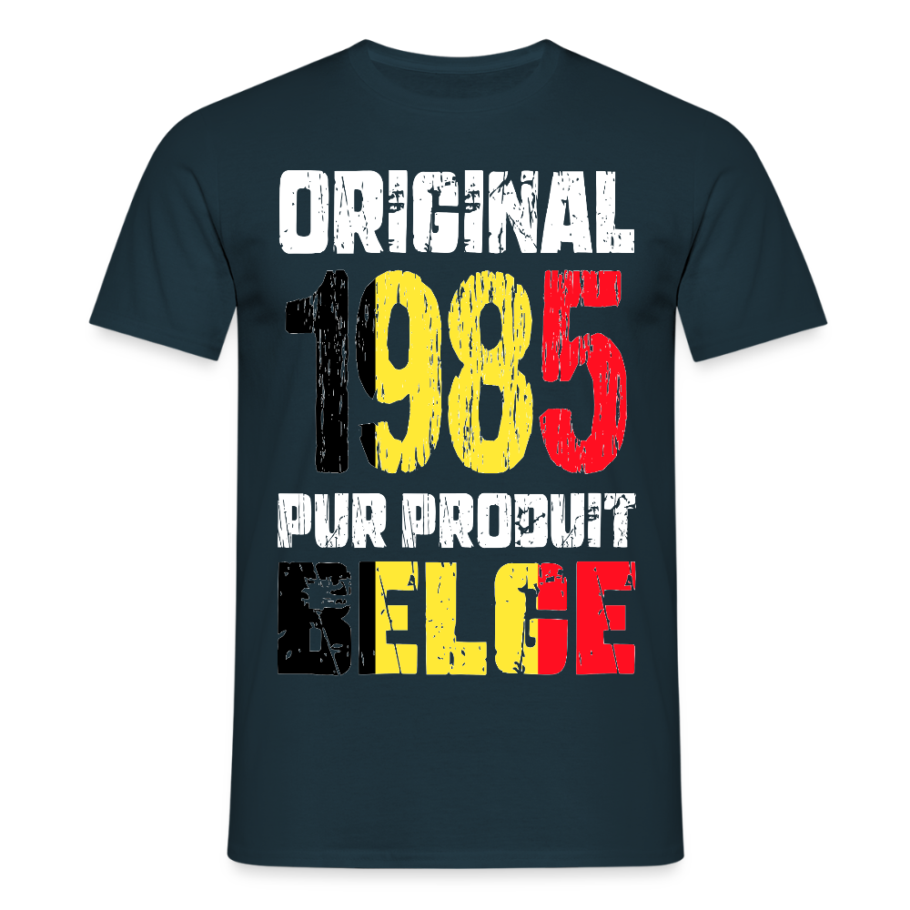 T-shirt Homme - Anniversaire 40 Ans - Original 1985 - Pur produit Belge - marine