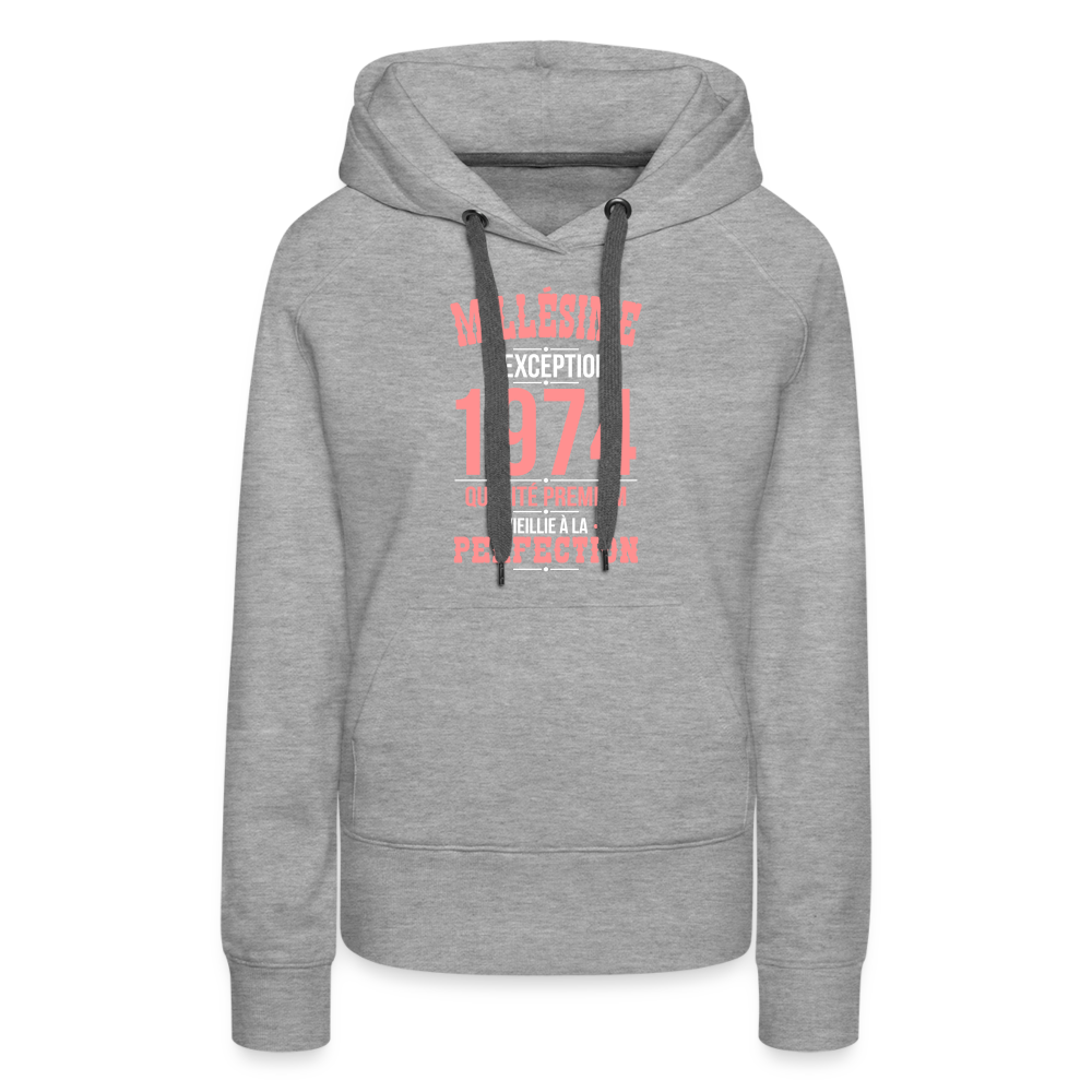 Sweat à capuche Premium Femme - Anniversaire 51 Ans - Millésime 1974 - gris chiné