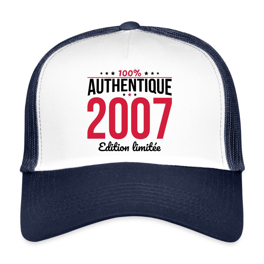 Casquette Trucker - Anniversaire 18 Ans - 100% Authentique 2007 - blanc/marine