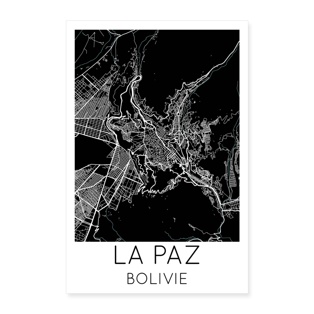 Poster La Paz - Plan La Paz - 60 x 90 cm - blanc