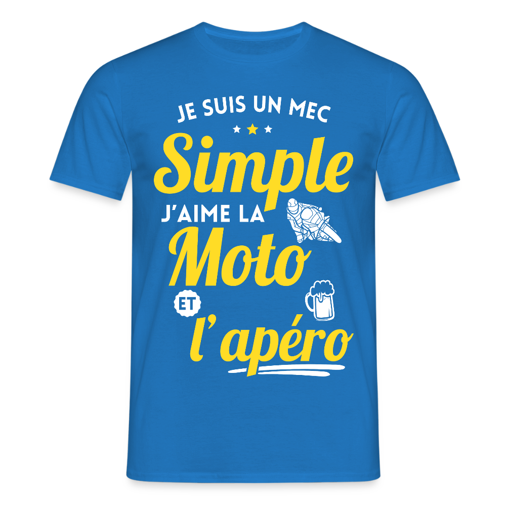 T-shirt Homme - J'aime la moto et l'apéro - bleu royal