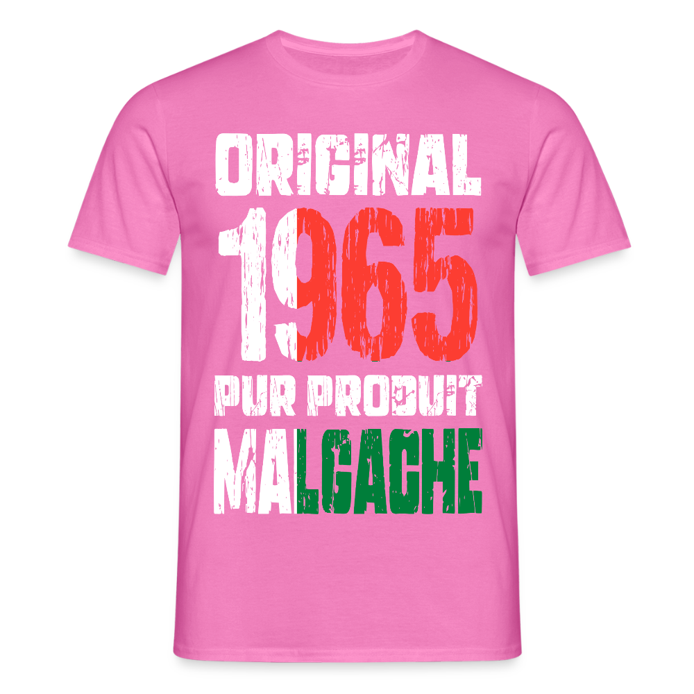 T-shirt Homme - Anniversaire 60 Ans - Original 1965 - Pur produit Malgache - rose