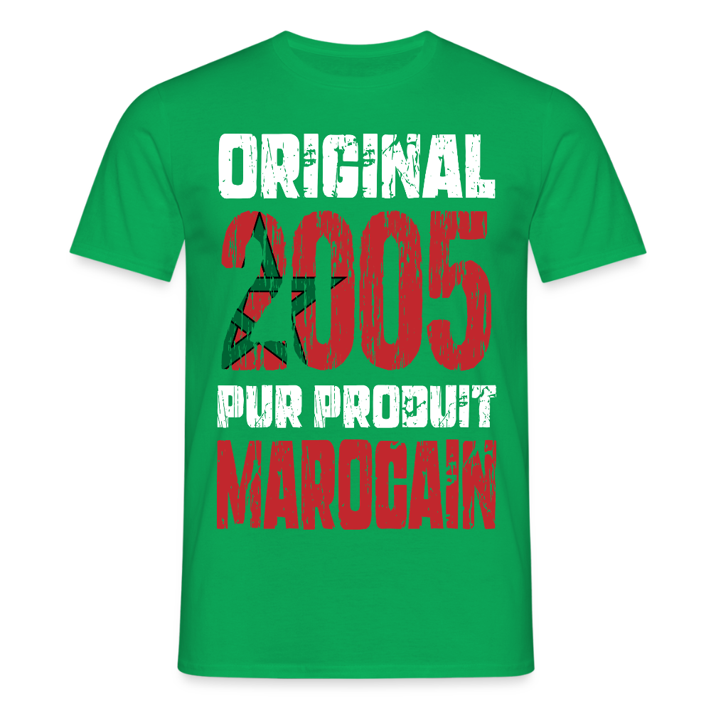 T-shirt Homme - Anniversaire 20 Ans - Original 2005 - Pur produit Marocain - vert