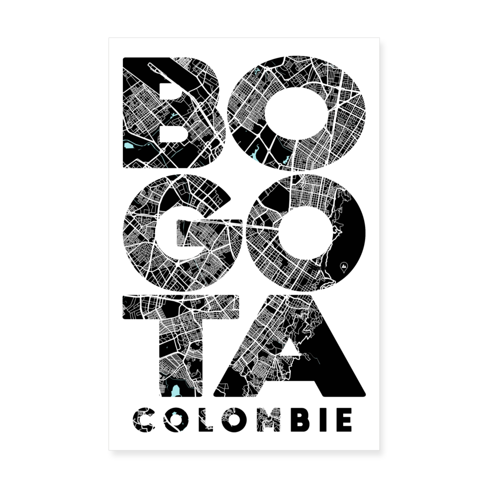 Poster Bogota - Plan Bogota - 20 x 30 cm - blanc
