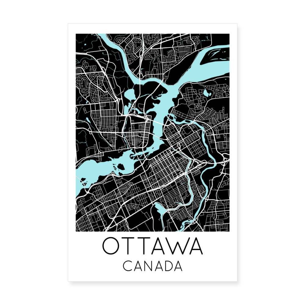 Poster Ottawa - Plan Ottawa - 20 x 30 cm - blanc