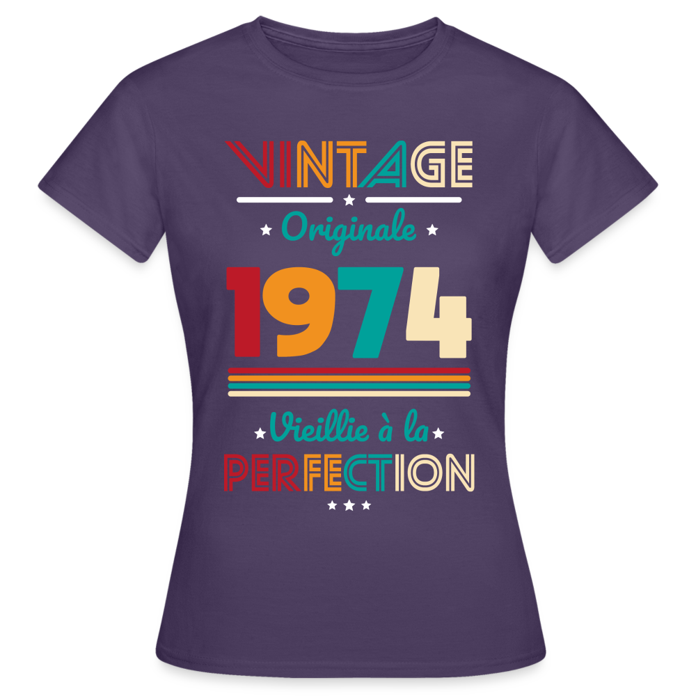T-shirt Femme - Anniversaire 51 Ans - Vintage Originale 1974 - violet foncé