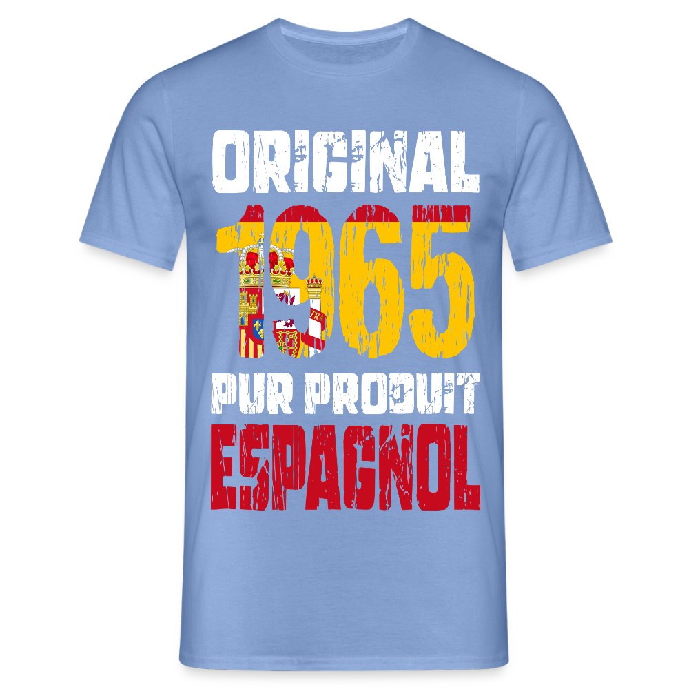 T-shirt Homme - Anniversaire 60 Ans - Original 1965 - Pur produit Espagnol - carolina blue