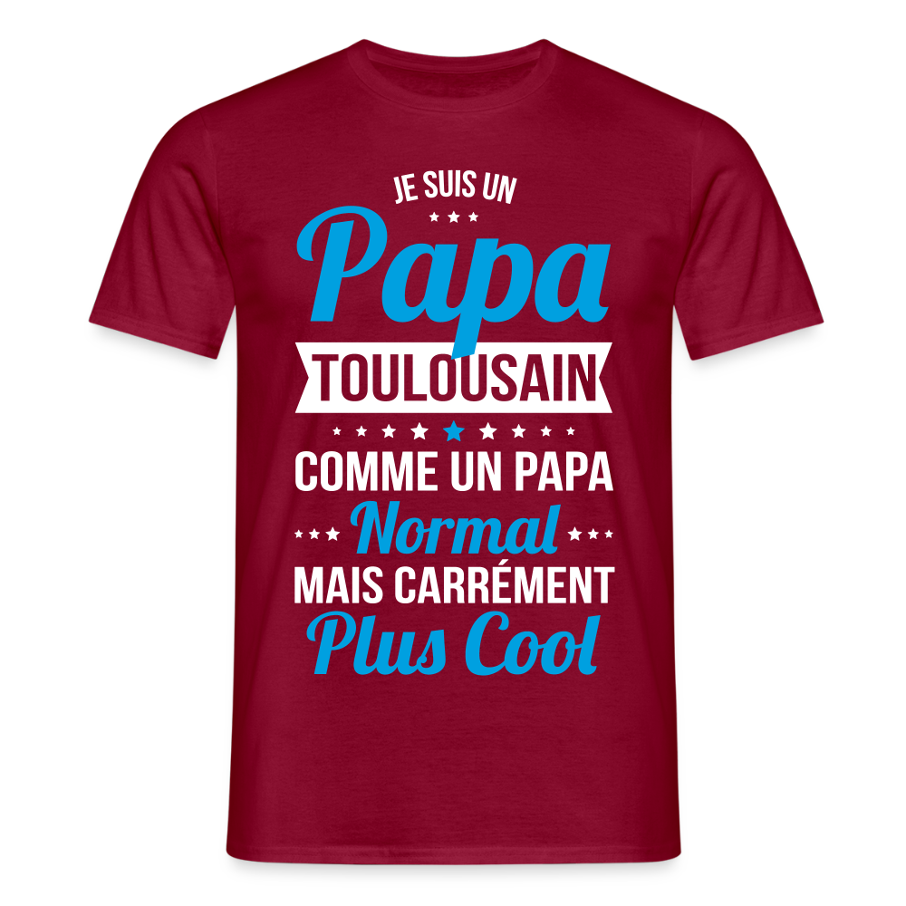 T-shirt Homme - Papa Toulousain Plus Cool - rouge brique