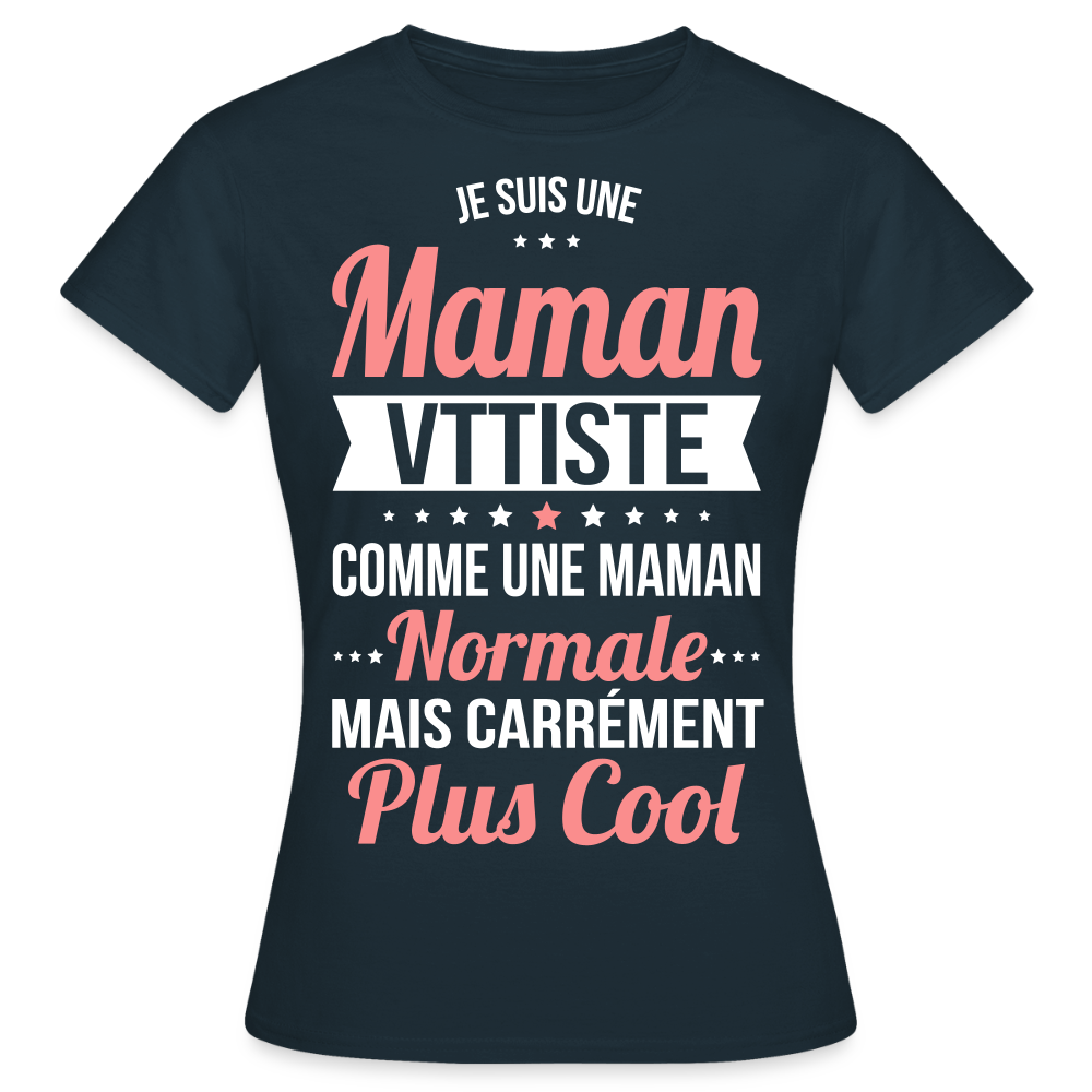 T-shirt Femme - Maman vttiste plus cool - marine