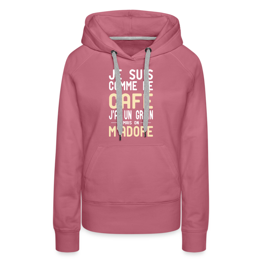 Sweat à capuche Premium Femme - J'ai un grain - mauve
