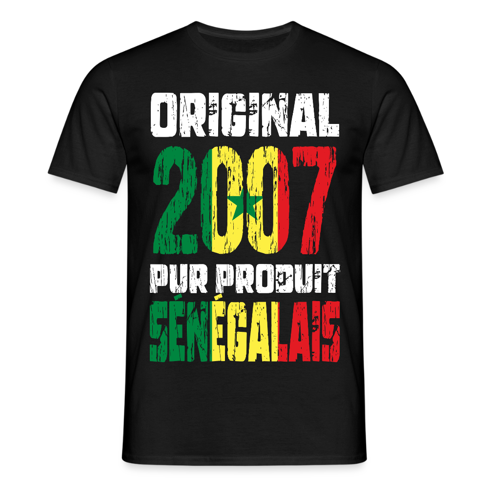 T-shirt Homme - Anniversaire 18 Ans - Original 2007 - Pur produit Sénégalais - noir