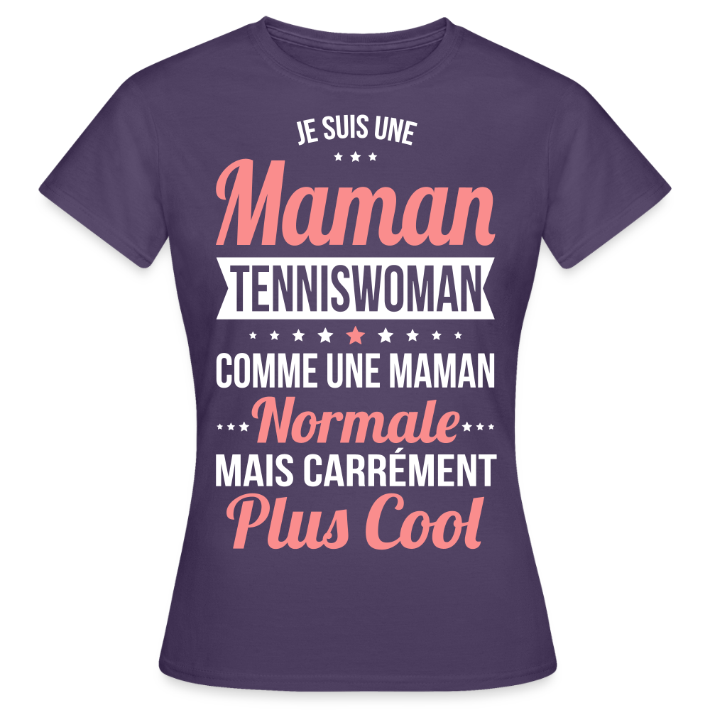 T-shirt Femme - Maman tenniswoman plus cool - violet foncé