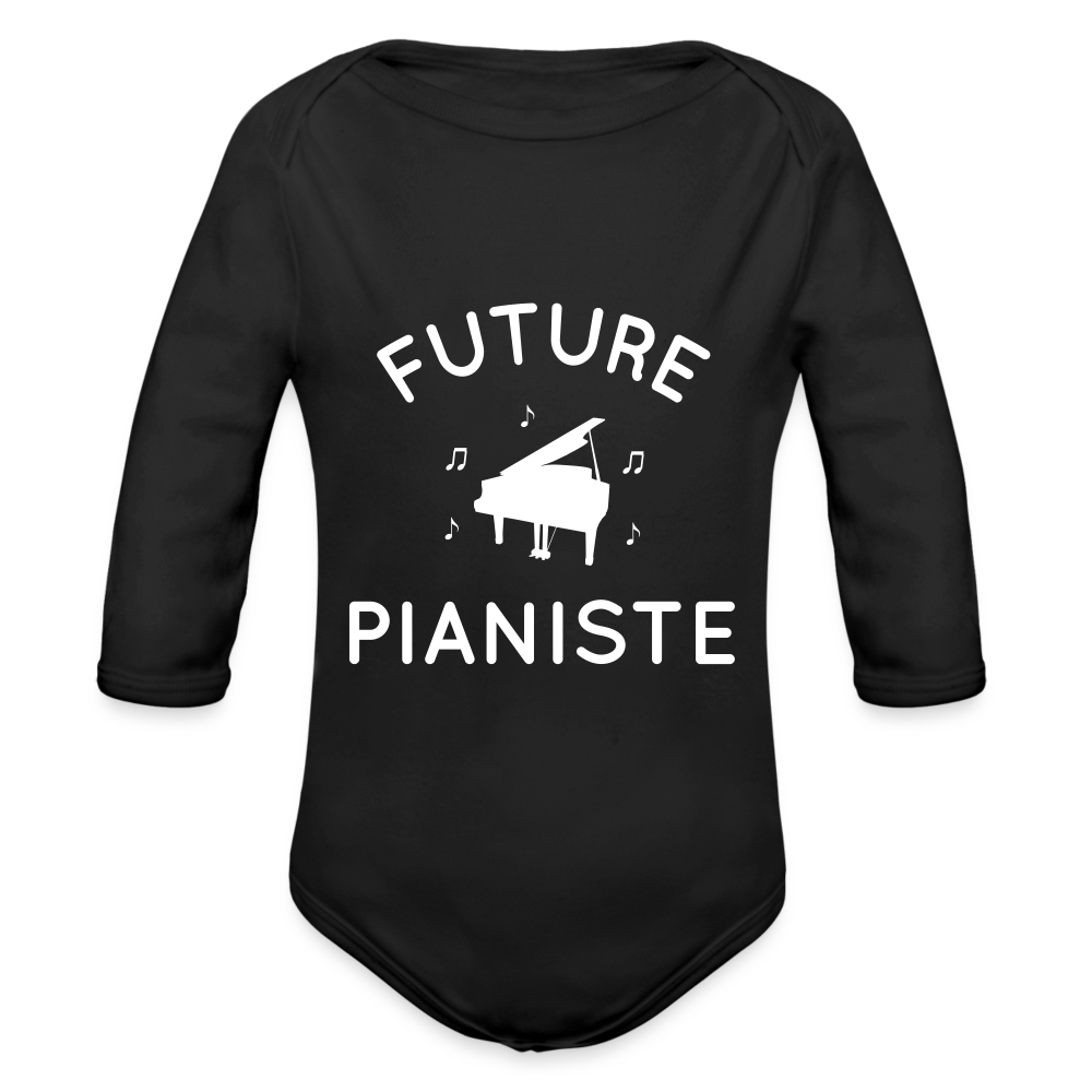 Body Bébé bio manches longues - Future pianiste - noir