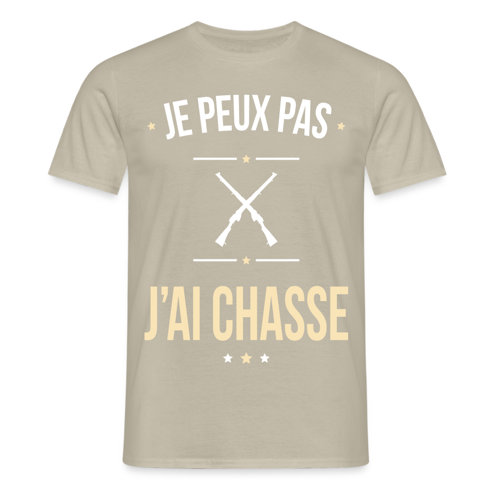 T-shirt Homme - Je peux pas j'ai Chasse - beige sable