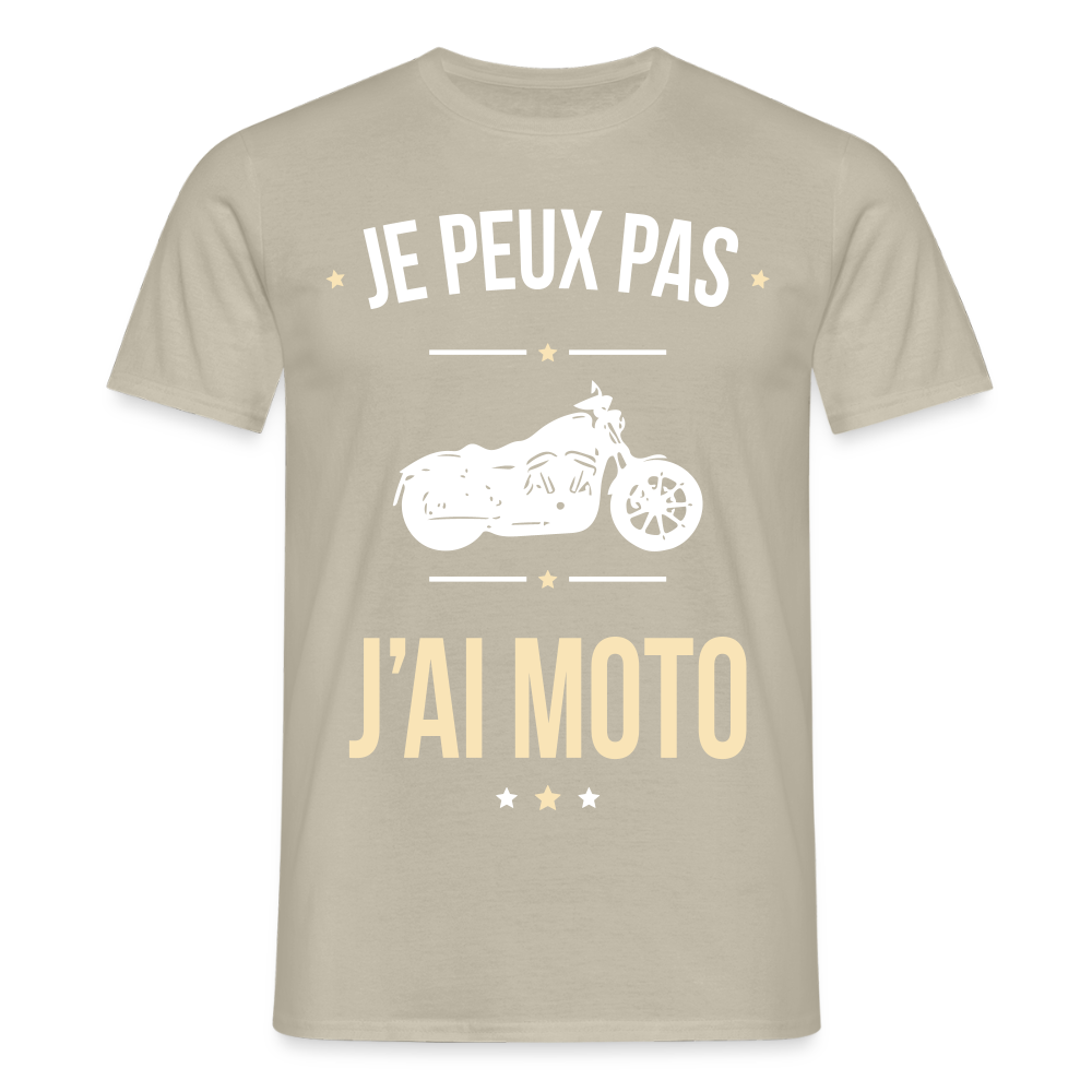 T-shirt Homme - Je peux pas j'ai Moto - beige sable