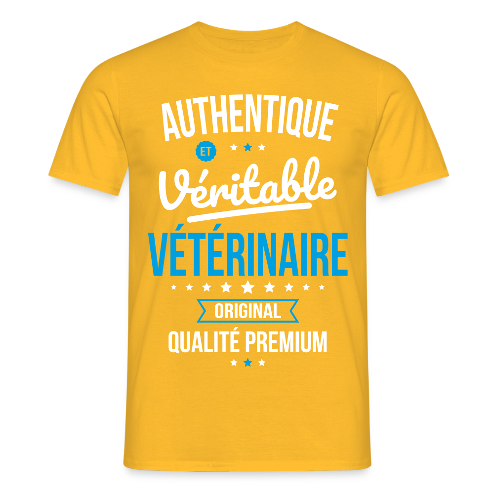 T-shirt Homme - Authentique et véritable Vétérinaire - jaune