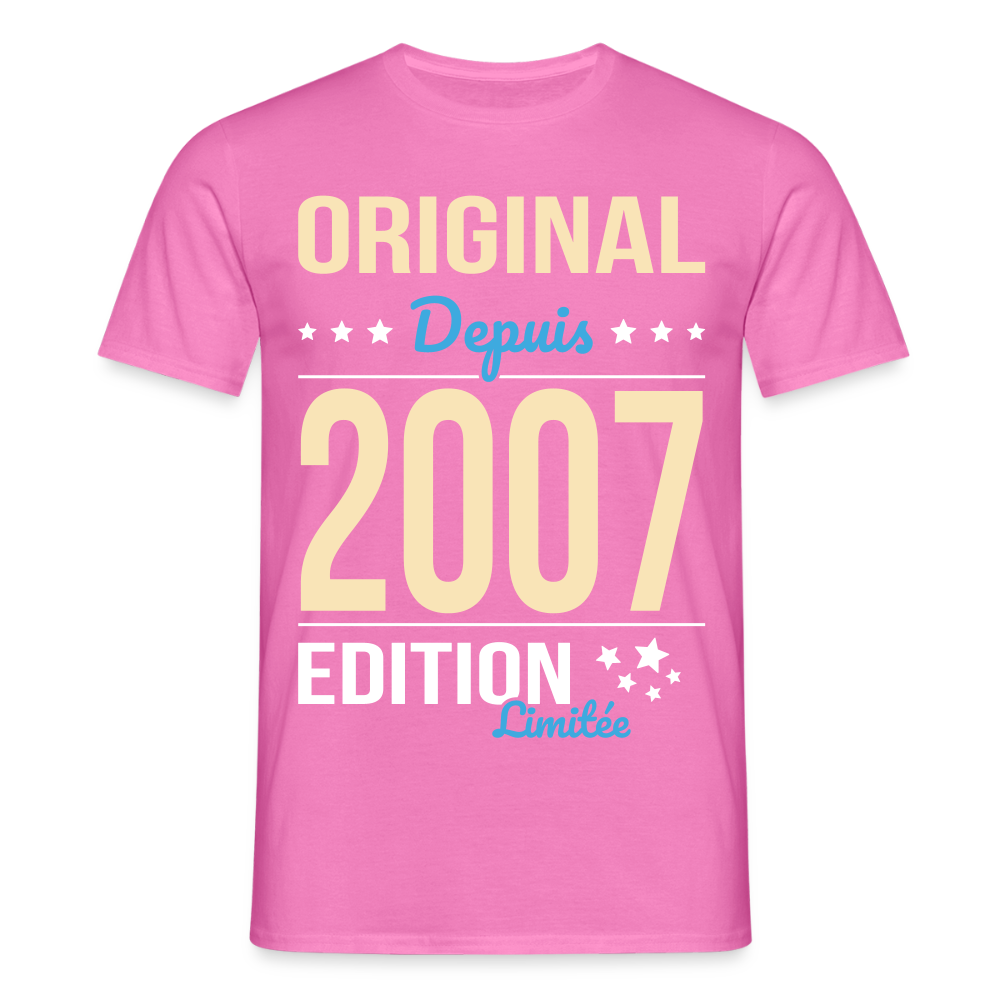 T-shirt Homme - Anniversaire 18 Ans - Original depuis 2007 - rose