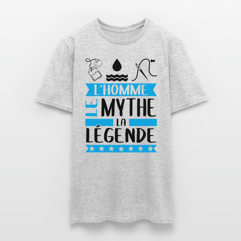 T-shirt homme coloris clair Théophile rébus – L’homme, le mythe, la légende - gris chiné
