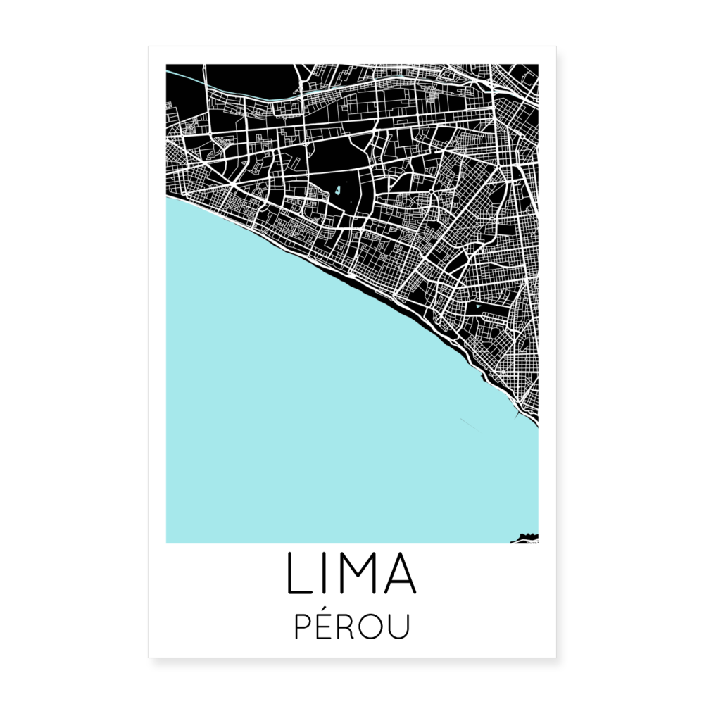 Poster Lima - Plan Lima - 60 x 90 cm - blanc