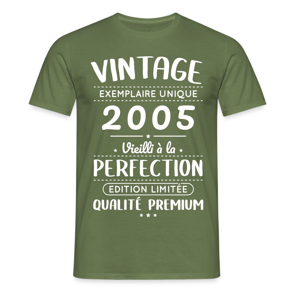 T-shirt Homme - Anniversaire 20 Ans - Vintage 2005 - vert militaire